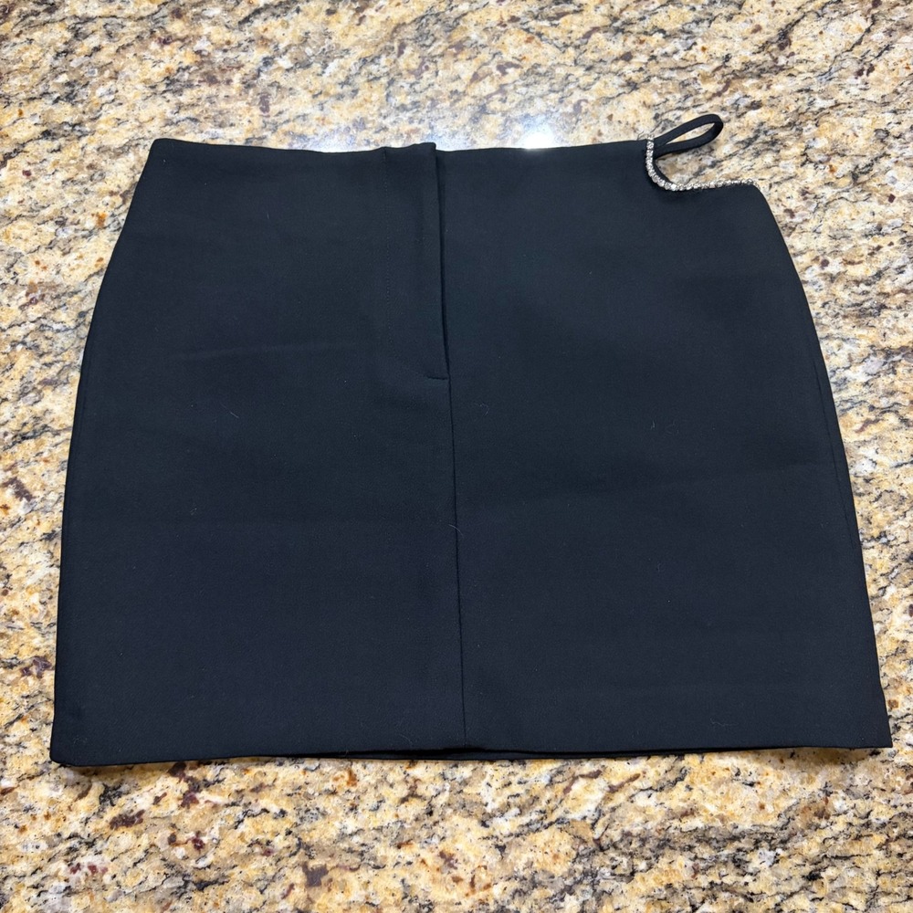 NEW Zara Black Rhinestone Cutout Mini Skirt Small ws